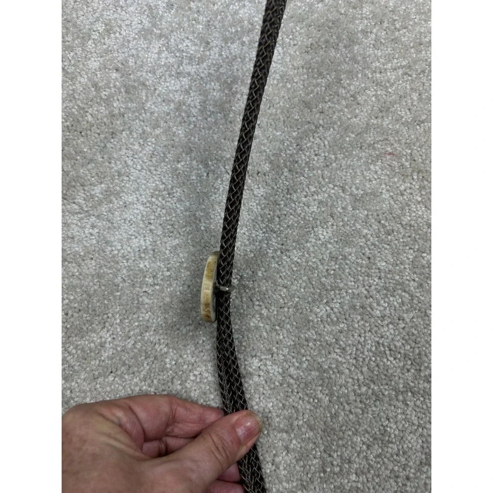 Vintage Antler Bolo Tie Western Cowboy Braided Cord Rustic Deer Horn Tips